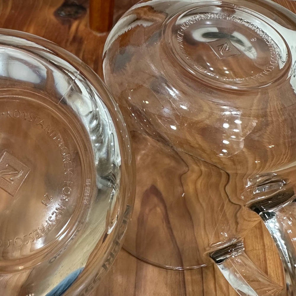 Set of 2 Konstantin Grcic Nespresso Clear Glass Coffee Mug Cups Made in France - Picture 4 of 5